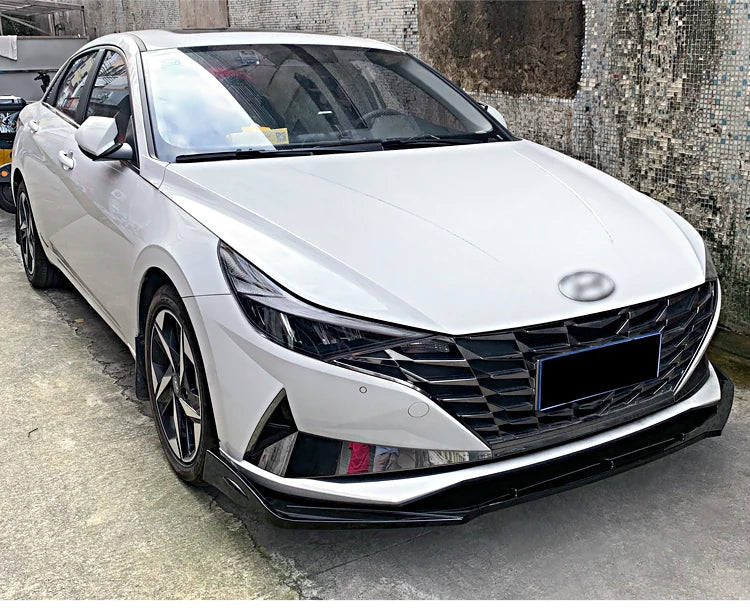 For Hyundai Elantra 2021 2022 2023 Car Front Bumper Splitter Lip Body Kit Spoiler Diffuser Deflector Decorative Strip Shovel ABS