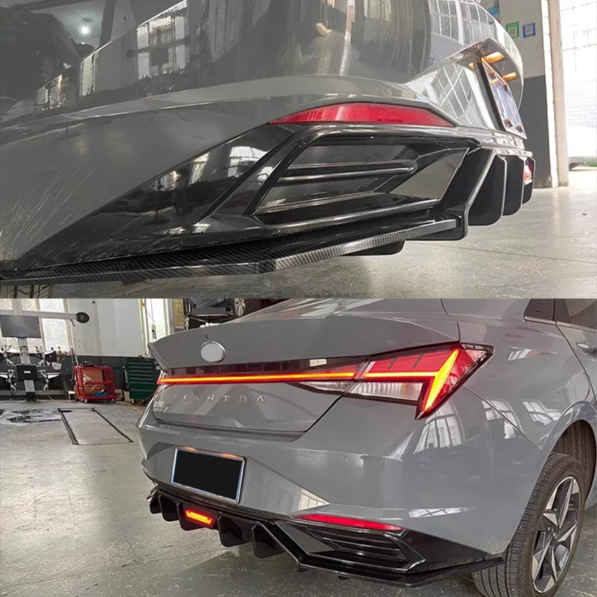 For Hyundai Elantra 2021 2023 2025 Rear Bumper Diffuser Splitter Chin Spoiler Exhaust Pipe Bodykit Car Tuning Accessories