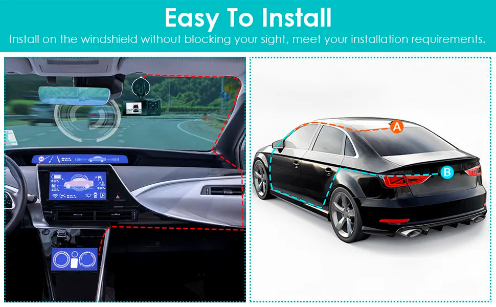 WIFI APP Control Car Dvr 3 Channel 1080P Dash Cam for Cars Front and Rear View Recorder Video Car Camera for Car Assecories
