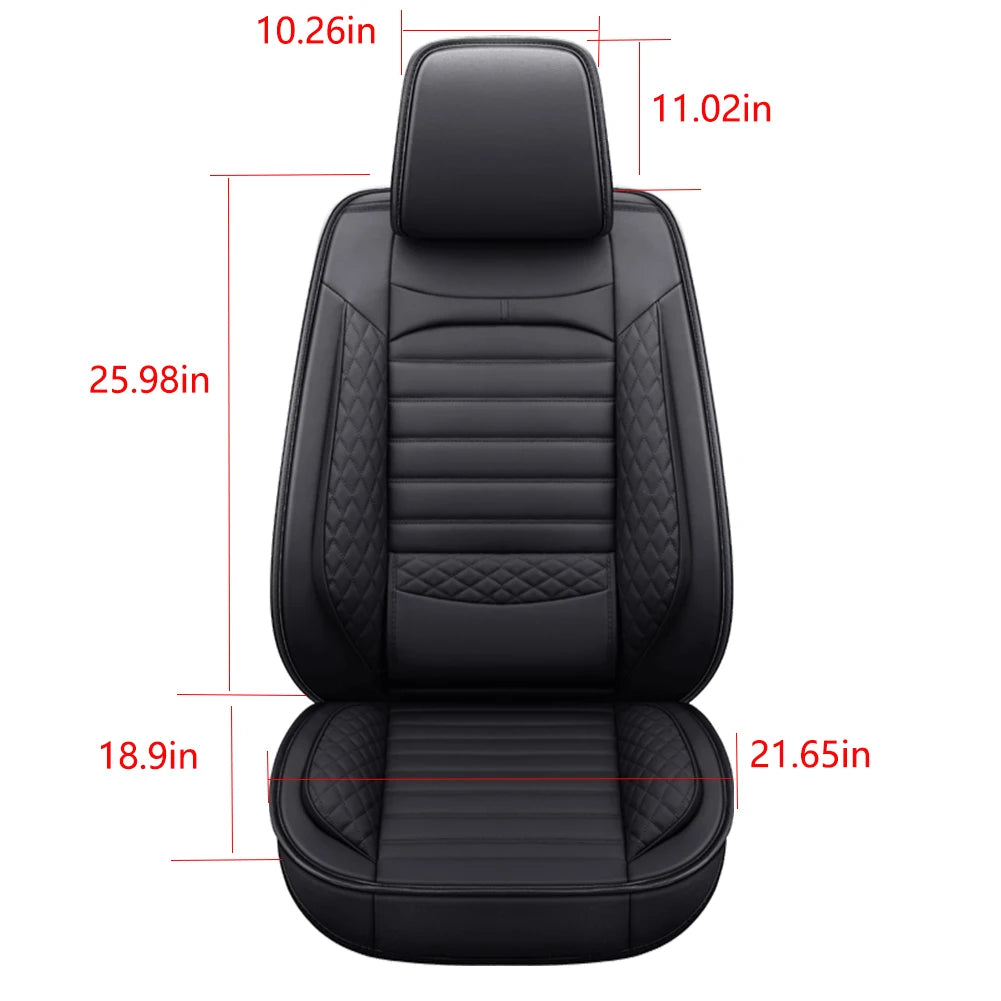 Black & White Faux Leather Car Seat Covers - Universal Fit, Lumbar Support, Waterproof, Anti-Slip, Durable for Cars, SUVs, Truck