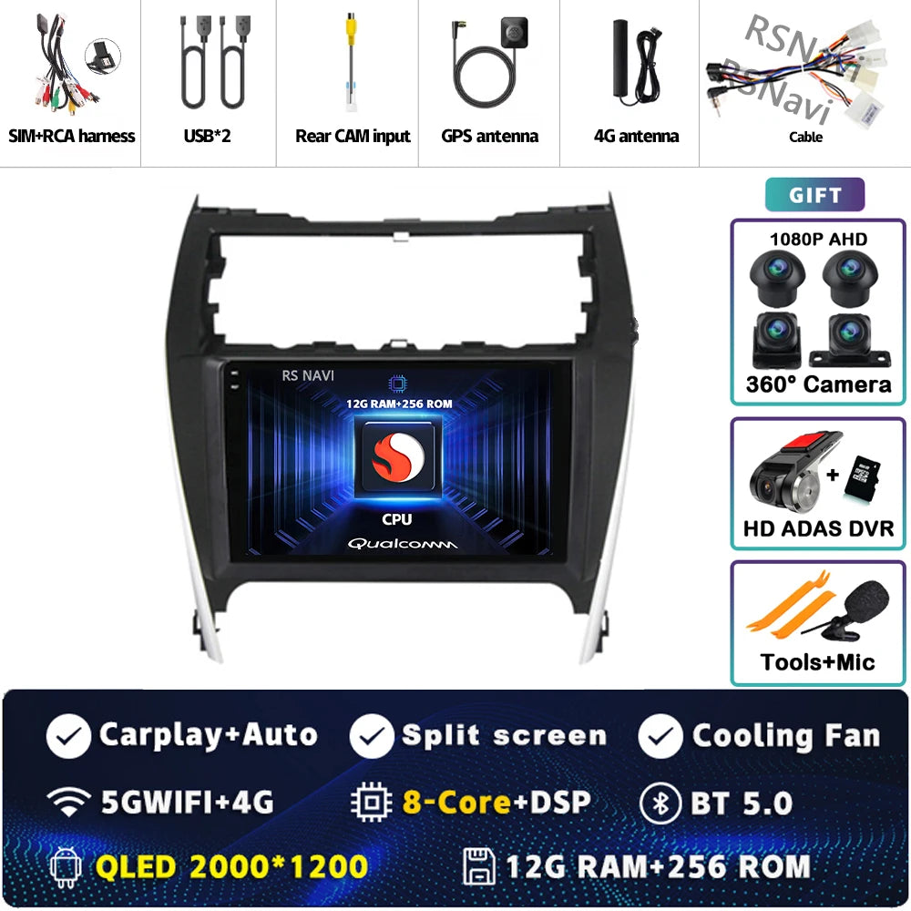 Android 15 For Toyota Camry US 2012 - 2014 2K QLED Android Car Radio Multimedia Video Player GPS Stereo CarPlay 4G Head Unit