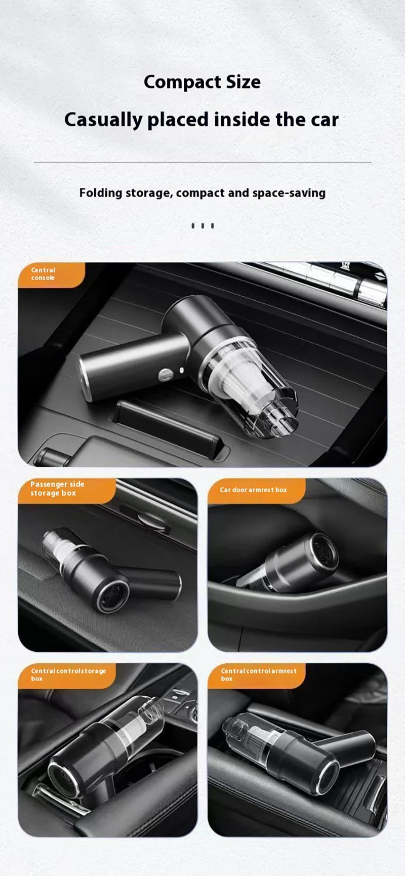 Car Vacuum Cleaner Handheld Auto Vacuum USB Charging Car Cleaner Small Car with Fully Automatic High Power Powerful Cleaning