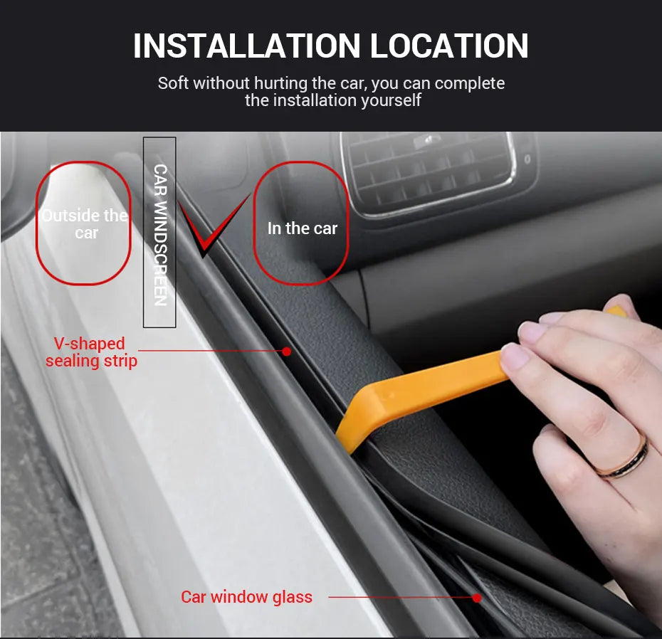 SEAMETAL Car Door Window Seal Strip Rubber V Shape Auto Side Window Gap Filler Weatherstrip Noise Insulation Protector Strips