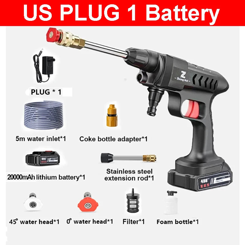 20000mAh Portable Cordless Pressure Washer 300W 60Bar Foam Generator Spray Cleaner Suitable for Car Washing Garden Watering