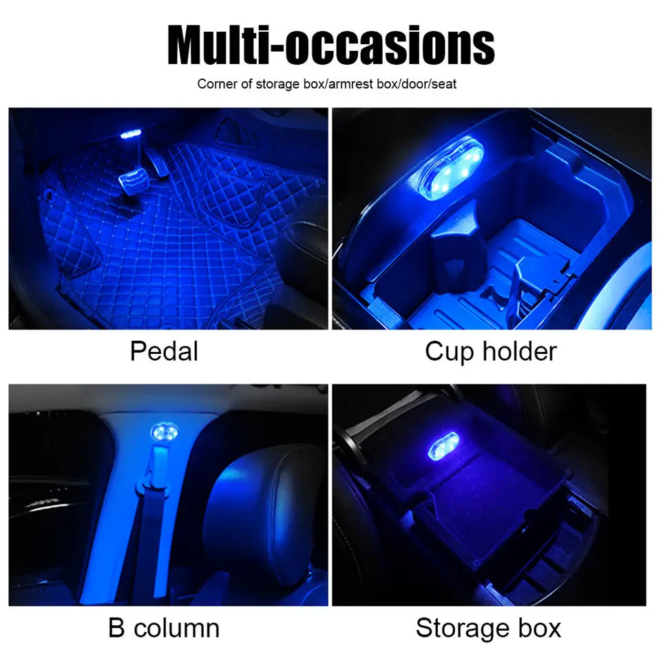 Car Interior Ambient Light USB Rechargeable Cabinet Light Room Decor RGB Lights Atmosphere LED Lamp Magnet Wireless Light