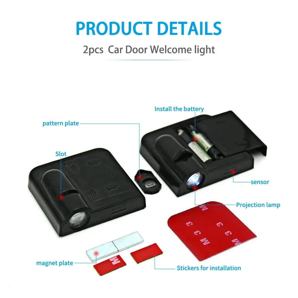 2PC Wireless Led Car Door Welcome Laser Projector Logo Shadow Night Light Car Styling Courtesy Lamp Car Accessories Kits For BYD