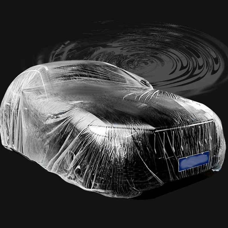 Universal Car Shield Cover PE Transparent Covers With Elastic Band Rain Dust Resistant Scratch-Proof Full Car Protective Shield