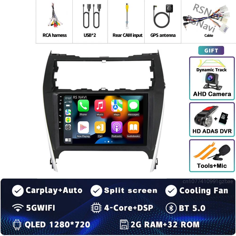 Android 15 For Toyota Camry US 2012 - 2014 2K QLED Android Car Radio Multimedia Video Player GPS Stereo CarPlay 4G Head Unit