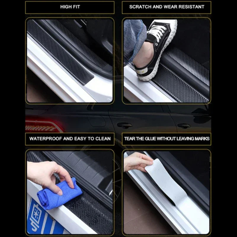 Carbon Fiber Car Door Sill Threshold Anti Protective Stickers Decals For Nissan X-Trail Rear Trunk Bumper Anti Scratch Strips