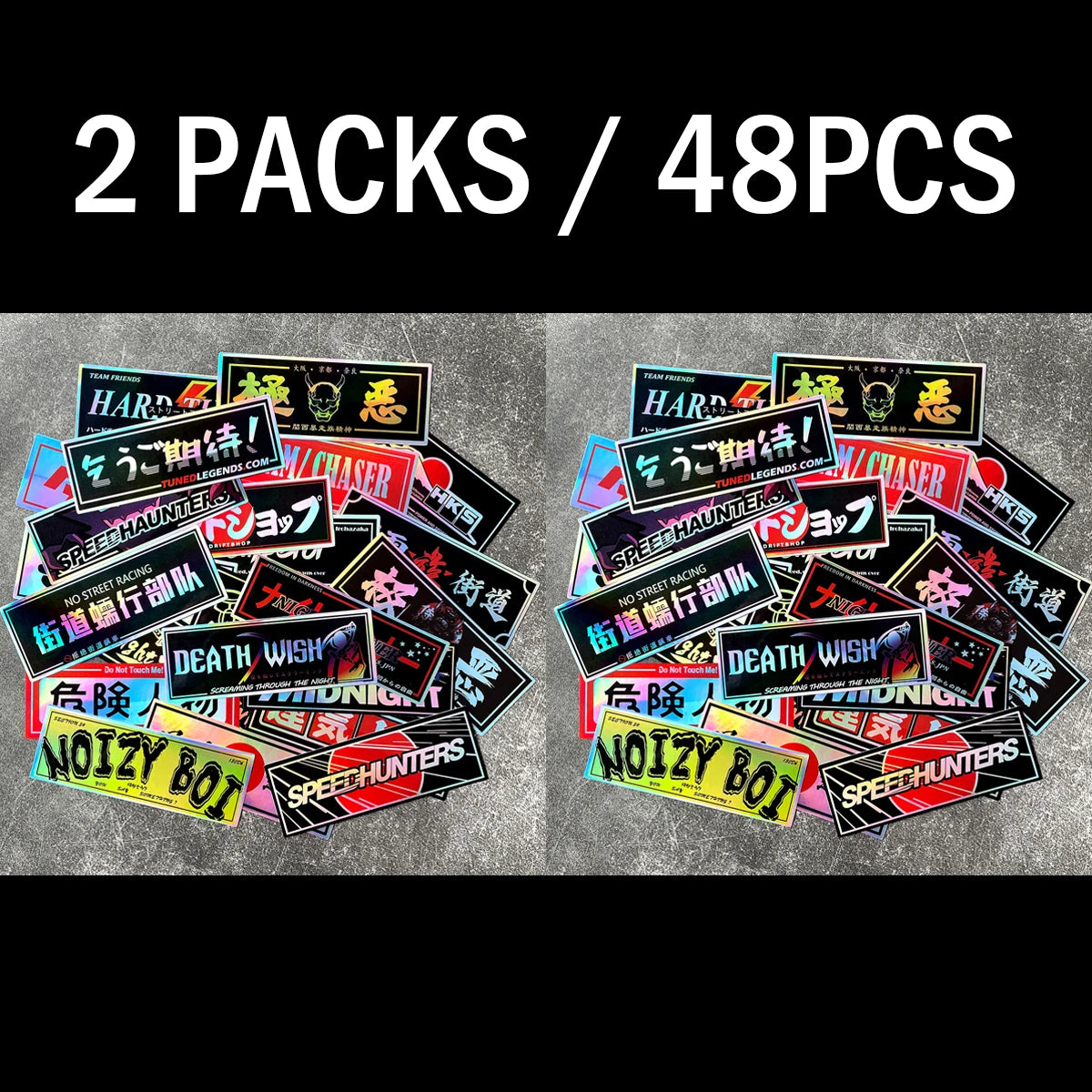 24PCS/Pack 12cm Long JDM Samurai Stickers Laser Rainbow Car Window Windshield Motorcycle Body Moto Helmet Accessories Decals