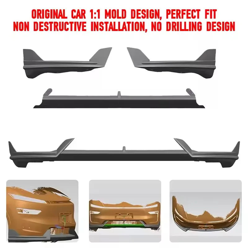 For 2025+ Tesla Model Y Juniper Front Bumper Lip Front Guard Trim Spoiler ABS Black Carbon Body kit Front Lip Accessori auto