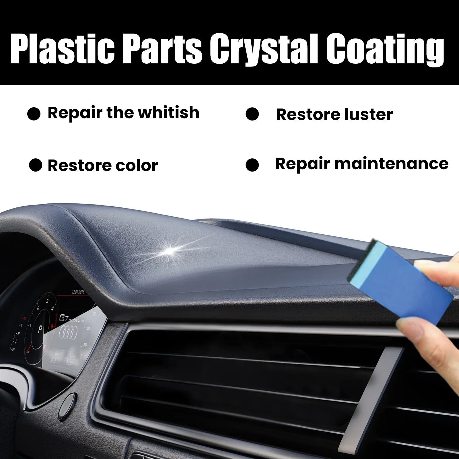 30ml Interior Plastic Parts Retreading Agent Crystal Coating Wax Renewed Plastic Restore Long-lasting Liquid Car Maintenance