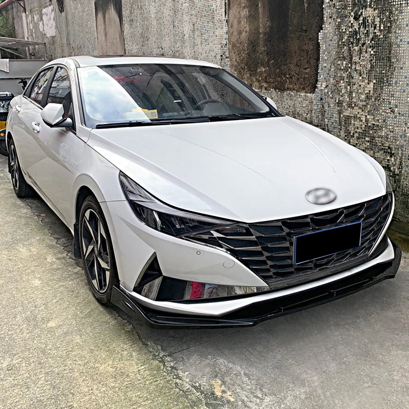 For Hyundai Elantra 2021 2022 2023 Car Front Bumper Splitter Lip Body Kit Spoiler Diffuser Deflector Decorative Strip Shovel ABS