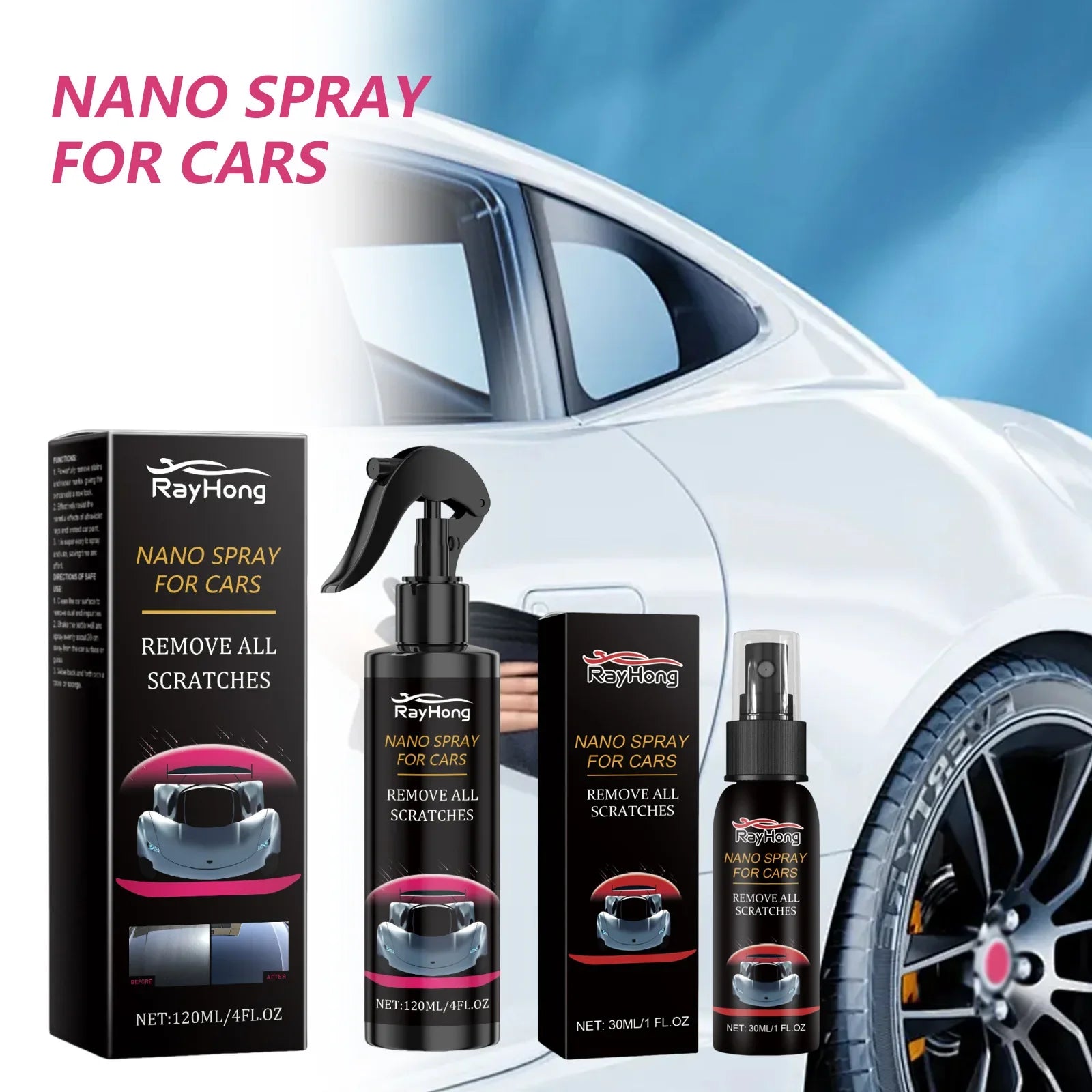 30/120ML Car Nano Coating Spray Liquid Wax Polish Paint Sealant Water Repellent Protective Layer for Automotive Detailing Shine