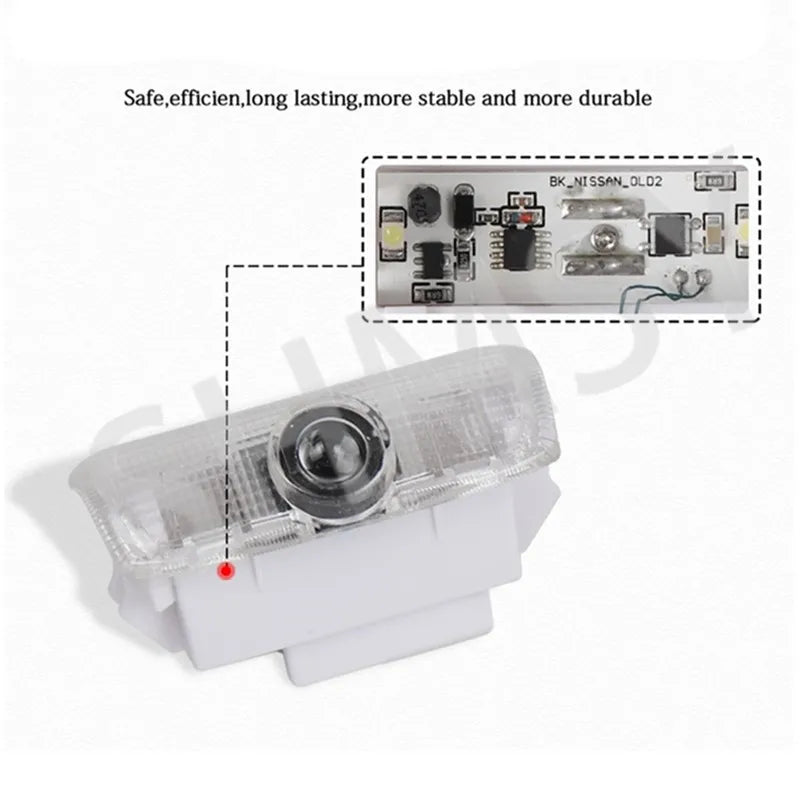 2Pcs Car Door LED Logo Lights Courtesy Projector Welcome Lamp Ghost Shadow Lamp Compatible With For Nissan Patrol Y62 2010-2021