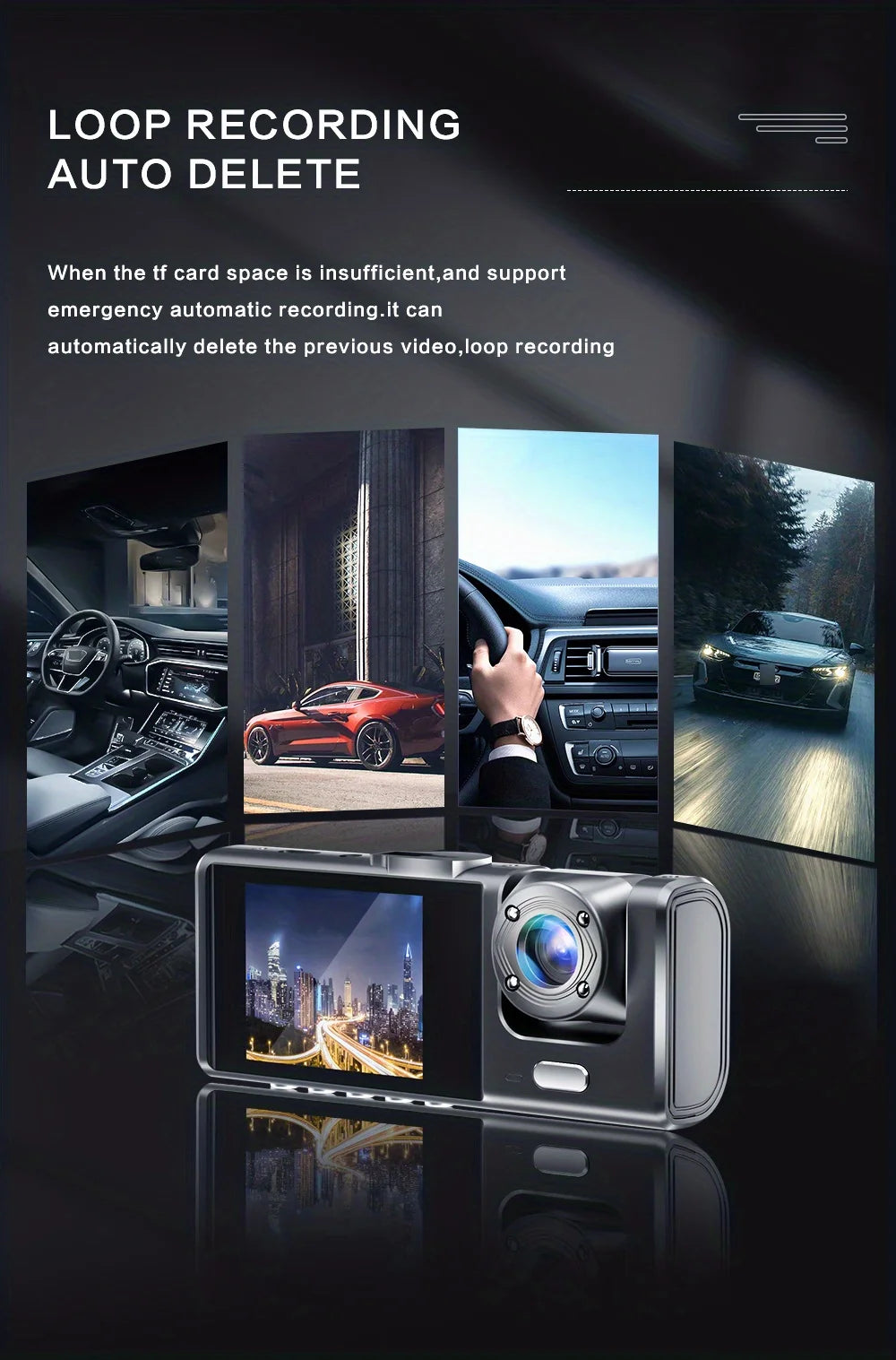 WIFI APP Control Car Dvr 3 Channel 1080P Dash Cam for Cars Front and Rear View Recorder Video Car Camera for Car Assecories