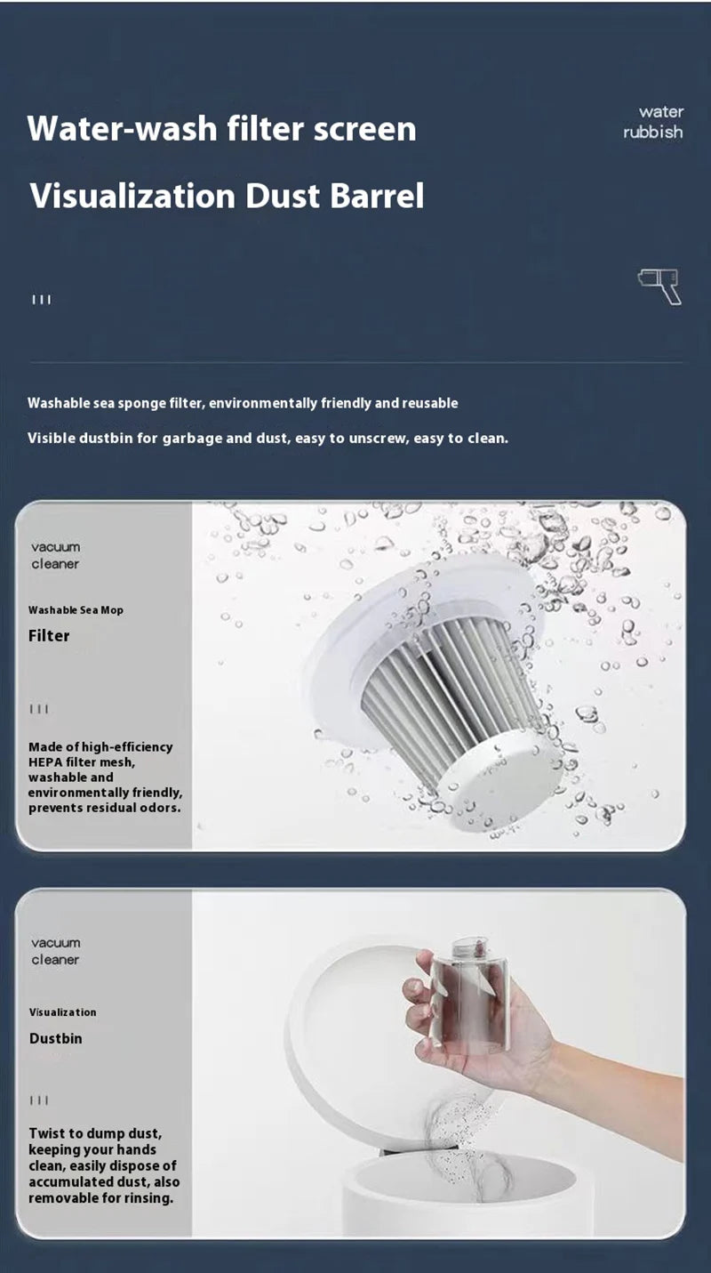 Car Vacuum Cleaner Handheld Auto Vacuum USB Charging Car Cleaner Small Car with Fully Automatic High Power Powerful Cleaning