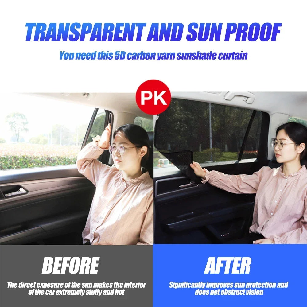 Car 5D Magnetic Mesh Sunshade Heat Insulation Strong Magnetic Adsorption Type Sunscreen Covers Car Side Window Blackout Curtains