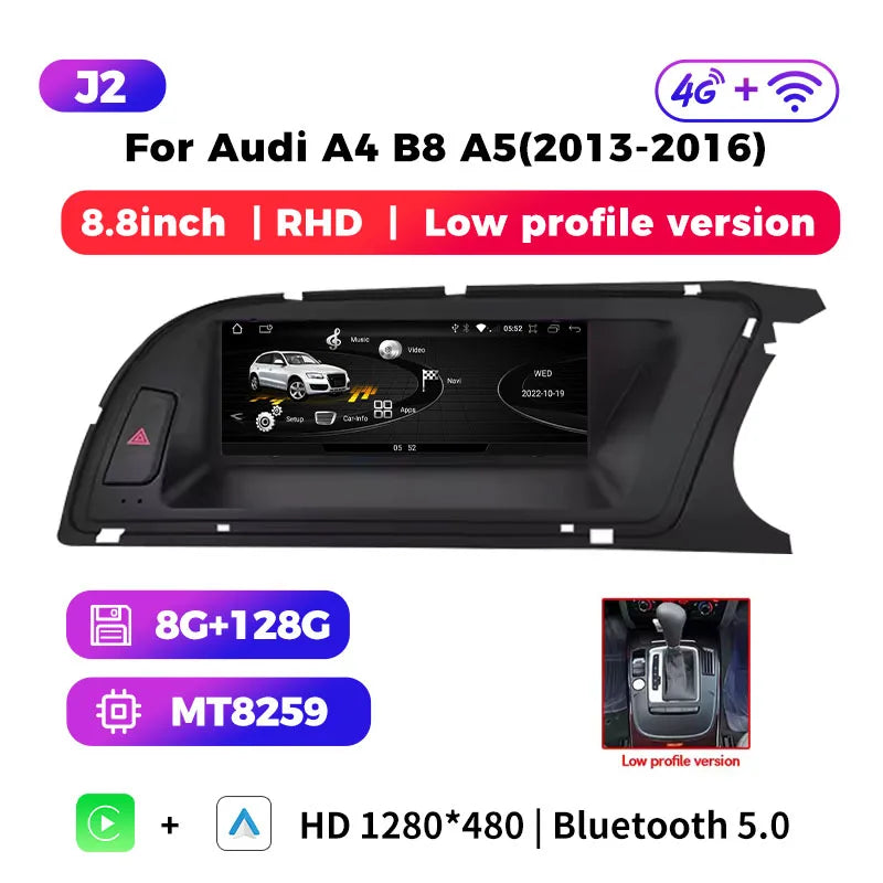 wireless carplay Android auto bluetooth car stereo radio for audi a4 b8 a5 S4 Multimedia Player Navigation GPS touch screen RHD