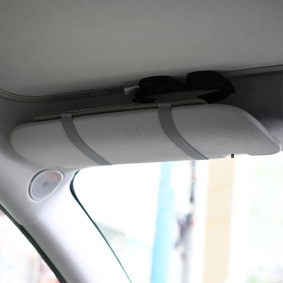 Leather car multi-functional sun visor, multi-pocket business card, memory card storage bag, car sunglasses frame, sun visor