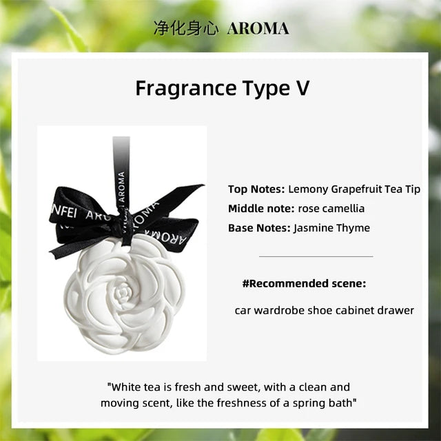 Car Hanging Air Freshener Beautiful White Flower Perfume for Car Styling Aroma Fresh Air Purifier Interior Decorations Ornament