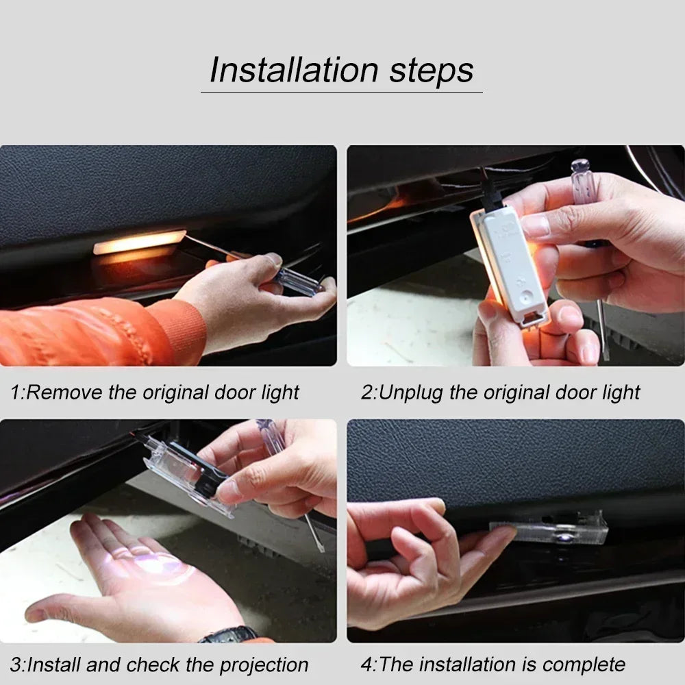 2PCS Led Car Door Light Luces Projector Emblem Lamp For Jaguar XE F-TYPE X358 X351 XK X150 XKR X152 XJ X350