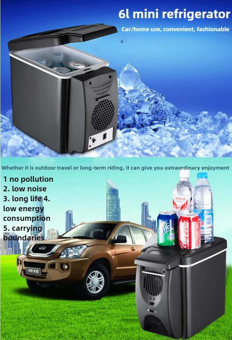 6L Portable Compact Mini Fridge 12V Car Refrigerator Freezer for Camping Traveling Electric Cool Box Summer Outdoor Fridge