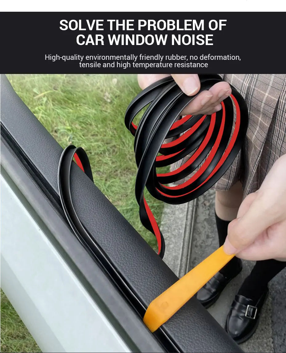 SEAMETAL Car Door Window Seal Strip Rubber V Shape Auto Side Window Gap Filler Weatherstrip Noise Insulation Protector Strips