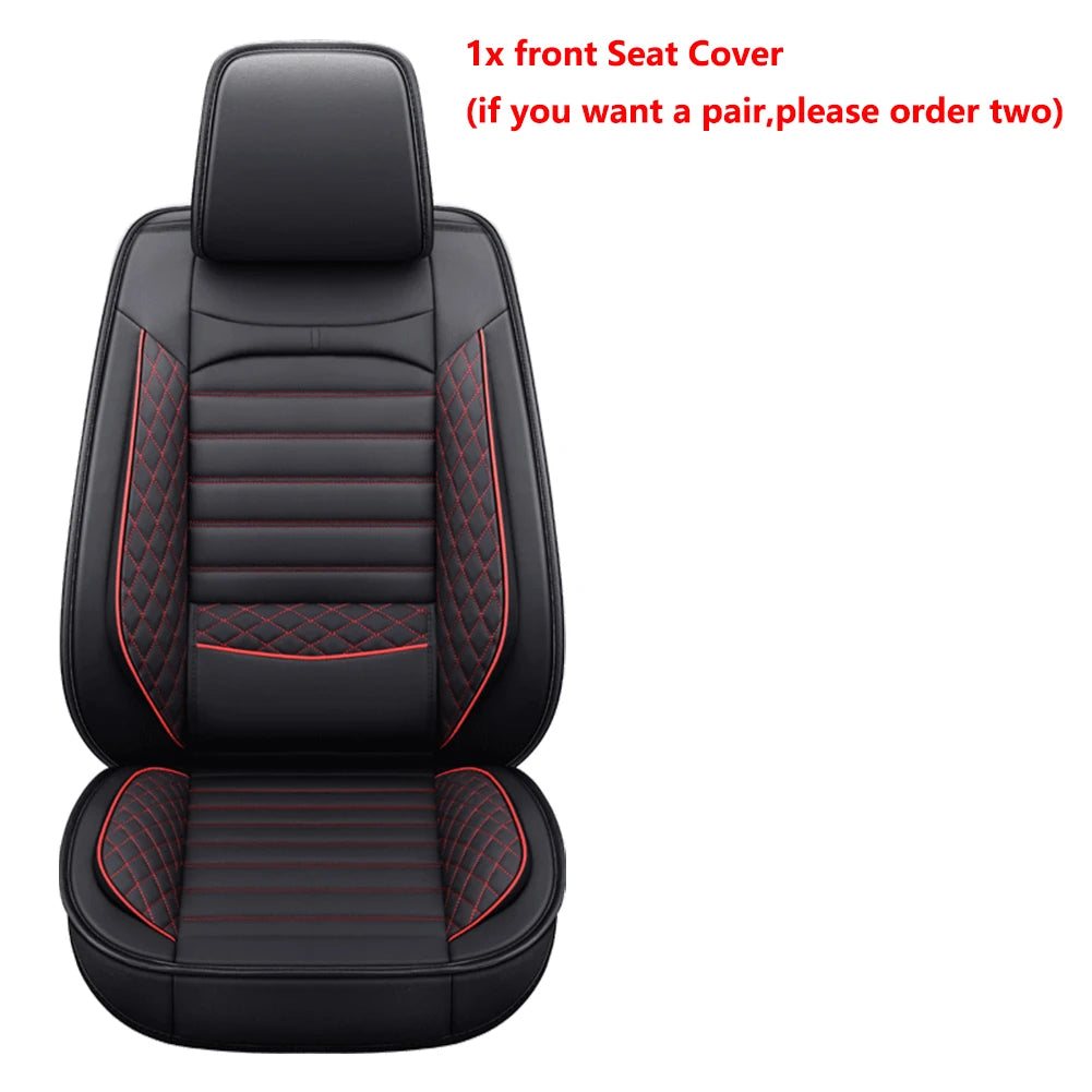 Black & White Faux Leather Car Seat Covers - Universal Fit, Lumbar Support, Waterproof, Anti-Slip, Durable for Cars, SUVs, Truck