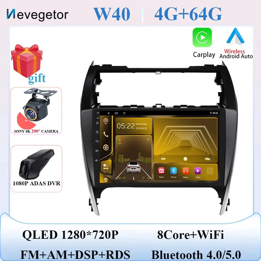 Android 15 For Toyota Camry 7 XV 50 55 2012 2013 2014-2015 2016 2017 Multimedia Carplay Car PlayerNavigation Screen GPS Radio