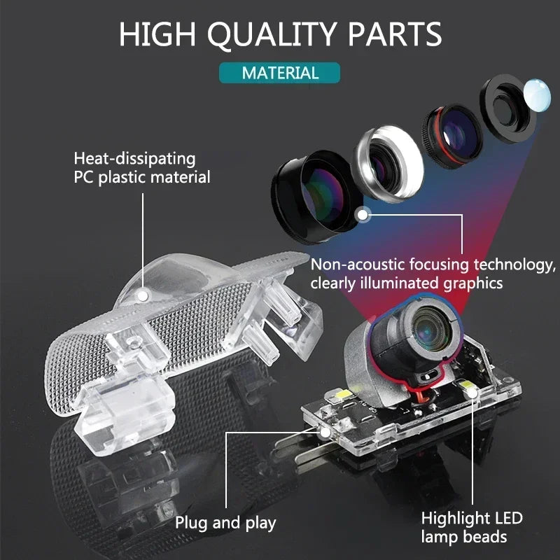 2PCS Car Door Led HD Projector Light Welcome Light Shadow Warning Lamps For Land Cruiser LC300 2007-2019 Car Accessories