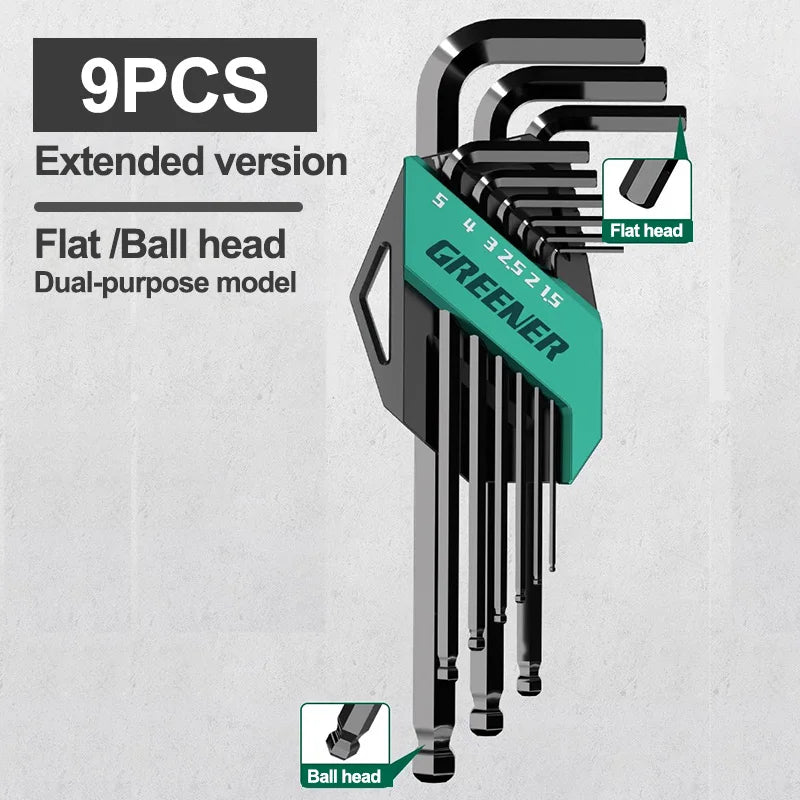 GREENERY Greener Extended Rainbow Wrench Allen Wrench Set Hex Wrench Multifunctional Short Arm Tool Universal Wrench Tool