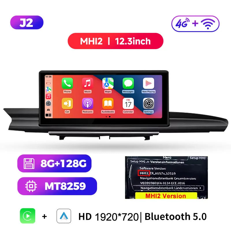 Android 14 bluetooth Car Radio Multimedia Player Carplay Screen Stereo ntelligent car systems GPS Navigation For Audi A6 A7 C7