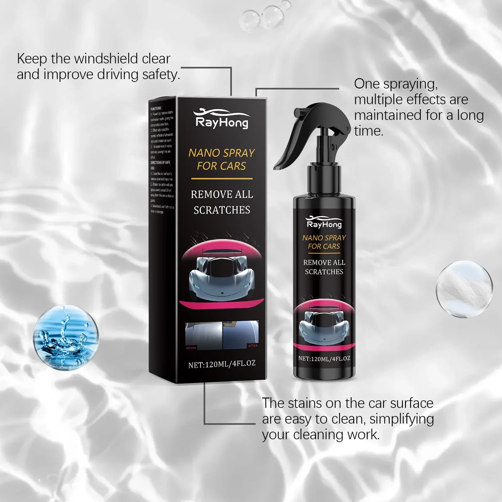 30/120ML Car Nano Coating Spray Liquid Wax Polish Paint Sealant Water Repellent Protective Layer for Automotive Detailing Shine
