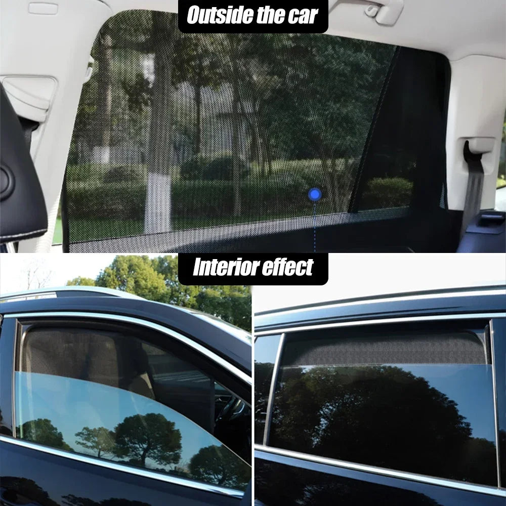 Car 5D Magnetic Mesh Sunshade Heat Insulation Strong Magnetic Adsorption Type Sunscreen Covers Car Side Window Blackout Curtains