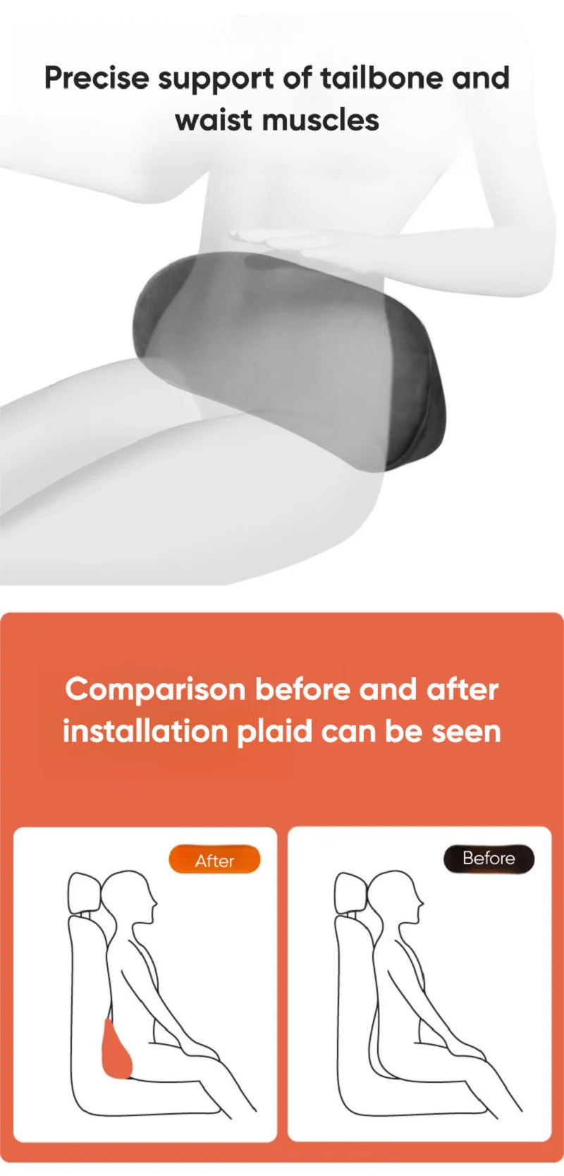 Lumbar Support Pillow for Car Memory Foam Lumbar Pillow for LOwer Back Pain Relief Back Cushio for Driving