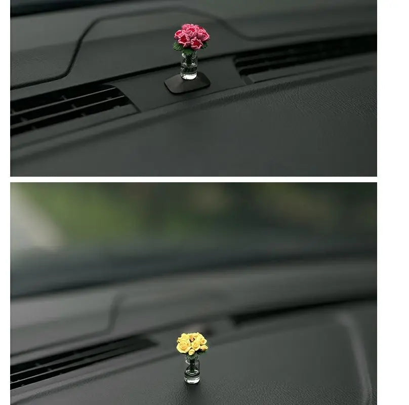 Cute Car Interior Decoration Mini Rose Sunflower Vase Auto Center Console Decoration Ornaments For Car Gifts Accessories