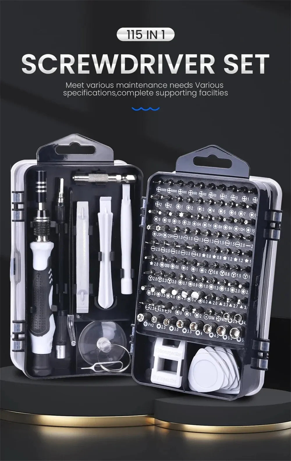 Magnetic Precision Screwdriver Set 115 in 1 Electronics Repair Tools Professional Nut Driver for Laptop Phone PC Maintenance