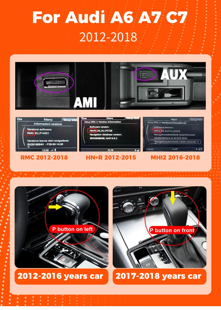 Android 14 bluetooth Car Radio Multimedia Player Carplay Screen Stereo ntelligent car systems GPS Navigation For Audi A6 A7 C7