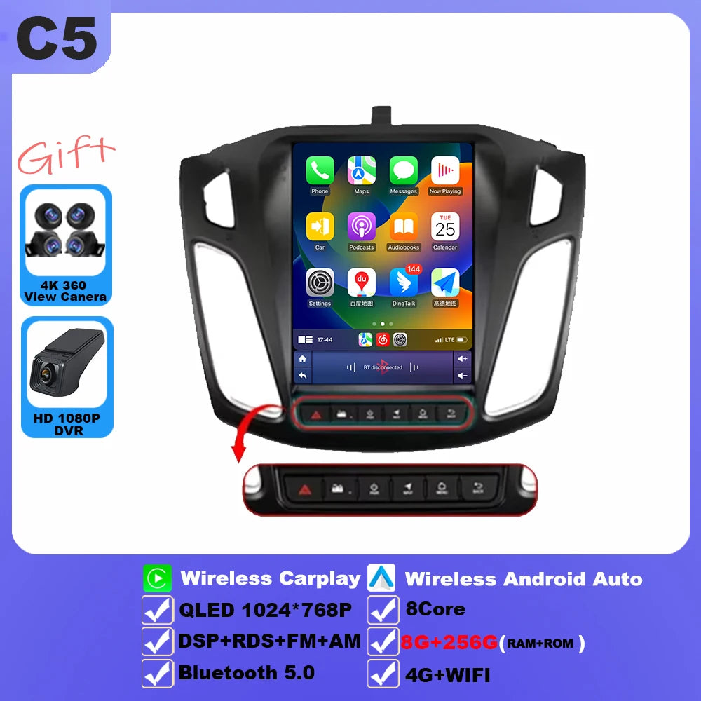 9.7 inch 8Core Android 15 Car Radio for Ford Focus 3 Mk 3 2011 2012 - 2019 Multimedia Video Player 2Din Carplay Auto Stereo DVD