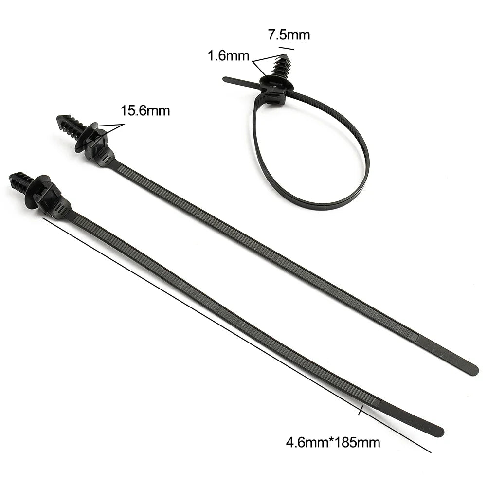 100/50Pcs Self-Locked Nylon Cable Tie Push Clips Wire Tie Released Zip Straps Car Pipe Cable Fastener Bundle Fixed Binding