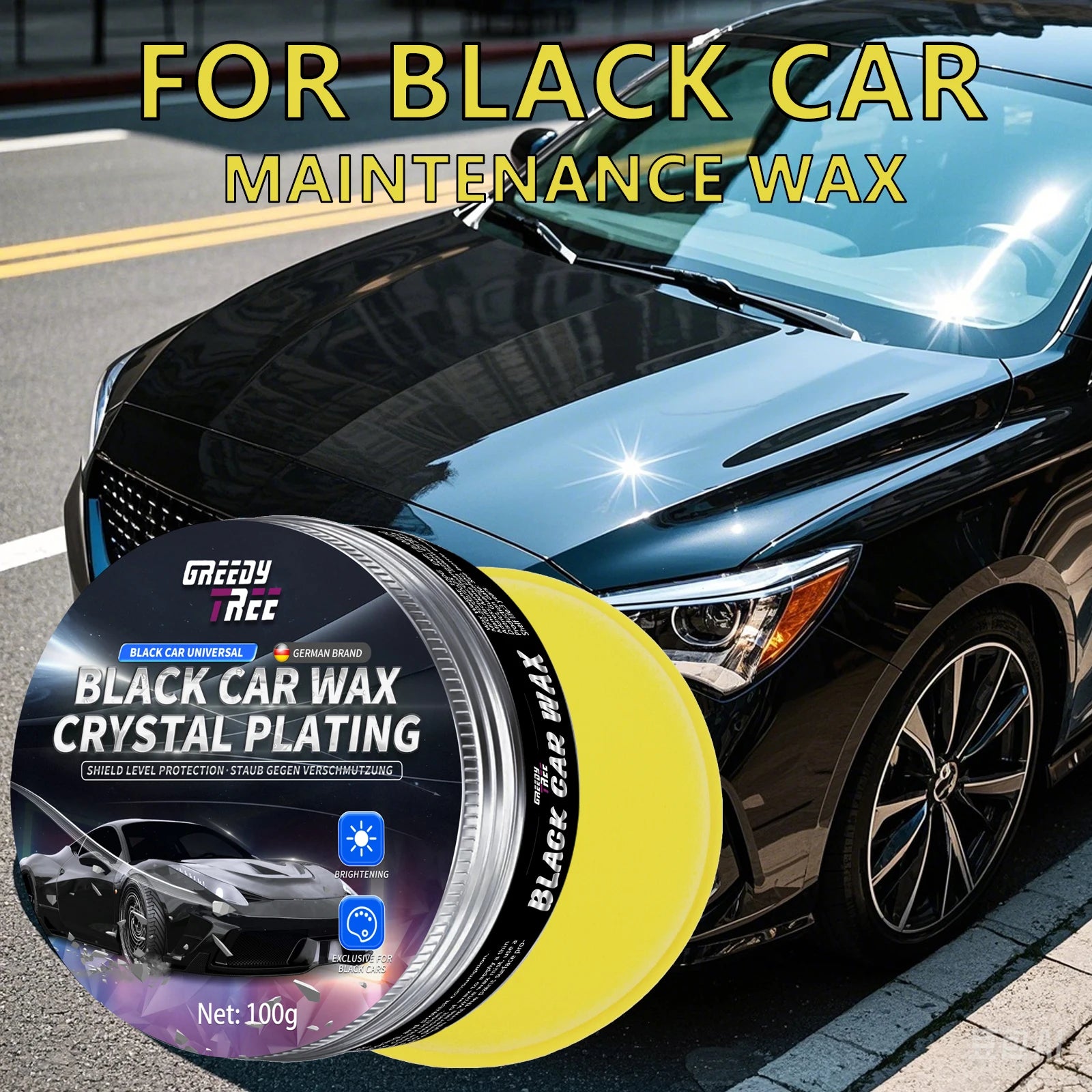 Premium Black Car Wax - Ultimate Shine & Protection, Fit for All Vehicles, Enhances Paint Gloss & Durability