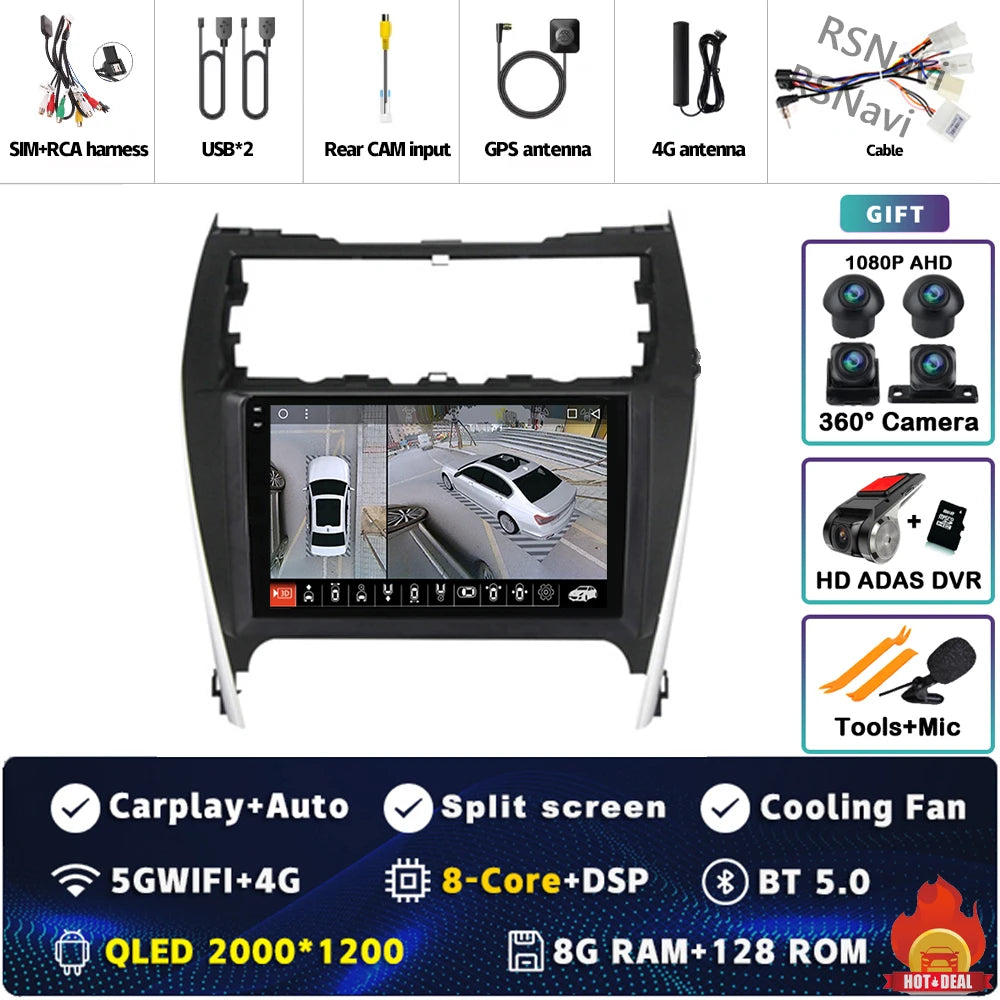 Android 15 For Toyota Camry US 2012 - 2014 2K QLED Android Car Radio Multimedia Video Player GPS Stereo CarPlay 4G Head Unit