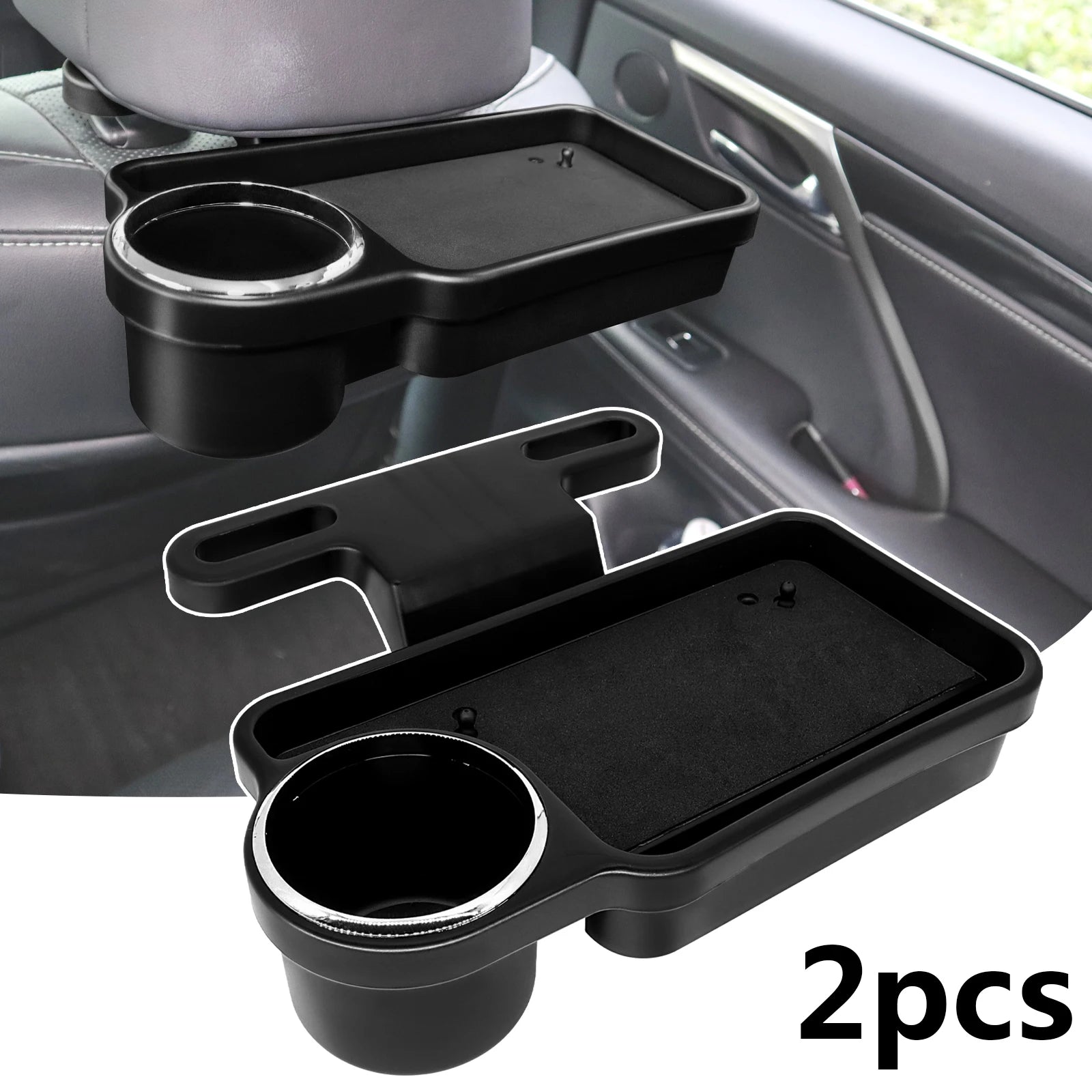 Car Seat Back Organizer Storage Tidy Foldable Table Tray Cup Holder Phone Mount Stand Food Drink Desk Travel Auto Accessories