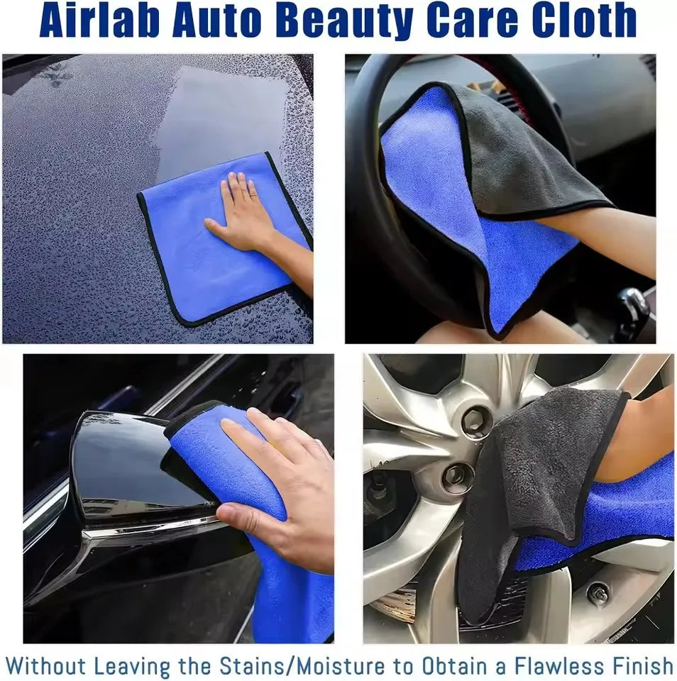 1/3/6pcs Microfiber Car Washing Towel Soft Quick Drying Windows Mirrors Wiping Rags Home Double Layer Cleaning Cloths