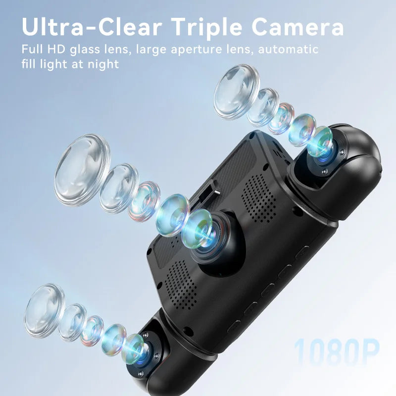 4 Channel Car DVR Dash Camera 4K Front and Rear Cam 2.4INCH 360 Dash Cam 4k*1080P 4 Lens Video Recorder Support 24H Parking