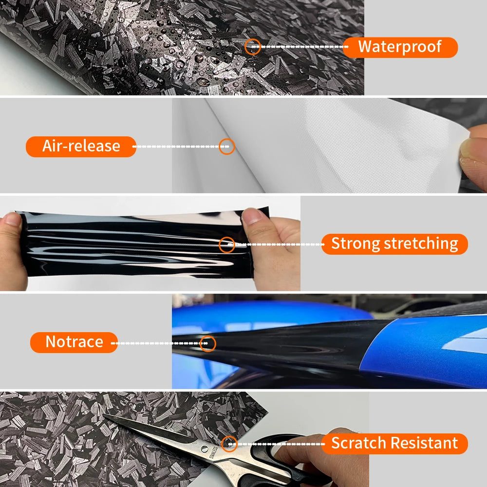 9D Carbon Fiber Car Sticker Self Adhesive Glossy Black Vinyl Wrap Film Anti-Scratch Auto Decoration Sticker for Cars Accessories