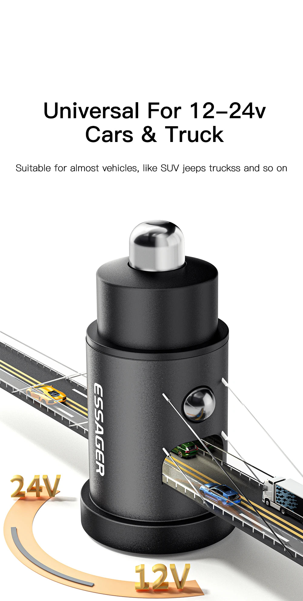 Essager 30W USB Car Charger Quick Charge4.0 QC PD 3.0 SCP 5A USB Type C Car Fast Charging For iPhone 14 13 Huawei Samsung Xiaomi