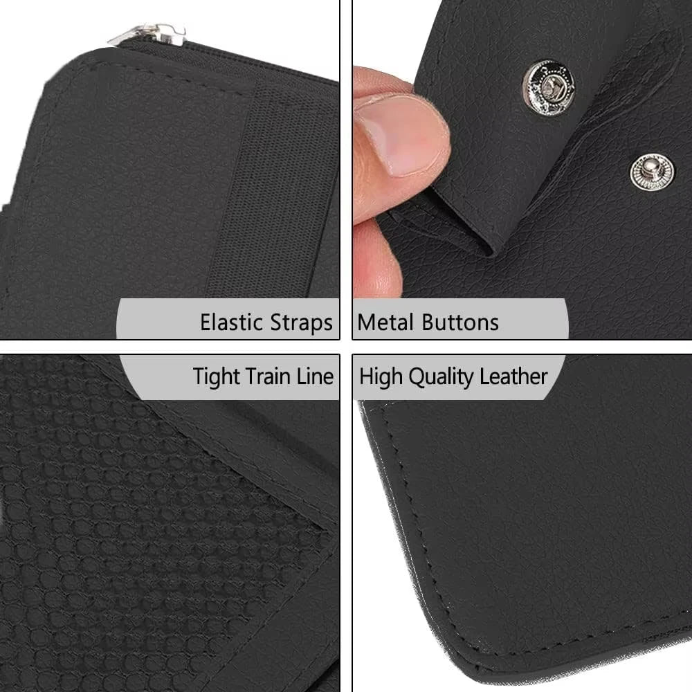 Leather car multi-functional sun visor, multi-pocket business card, memory card storage bag, car sunglasses frame, sun visor