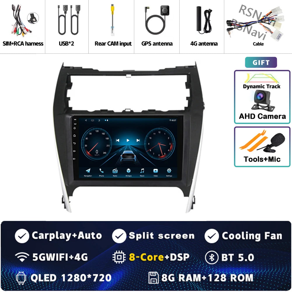 Android 15 For Toyota Camry US 2012 - 2014 2K QLED Android Car Radio Multimedia Video Player GPS Stereo CarPlay 4G Head Unit